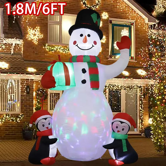 Christmas Inflatable Snowman & Penguin with LED Lights – Festive Indoor & Outdoor Decoration for Garden or Party Display