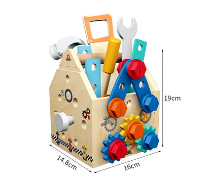 Children's Wooden Toolbox Set Toys Simulation Maintenance Tool Repair Toys Montessori Screw Puzzle Kids Pretend Play Toys Gift