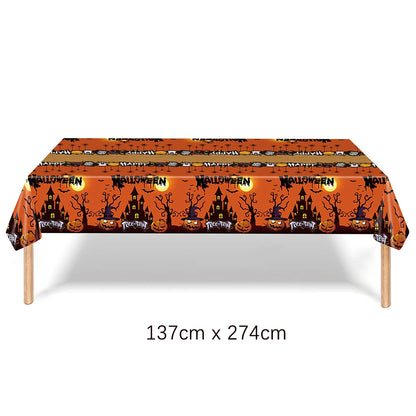 Halloween Disposable Tableware Set – Pumpkin Plates, Cups, Napkins, Tablecloth & Banner for Spooky Party Decorations