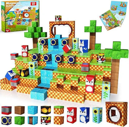 Magnetic Building Blocks Mine Magnet World Construction Set Stacking Magnet Cube STEM Sensory Toys for Boy Girl Kids Age 3+