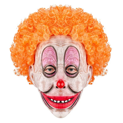 Terrifying Halloween Flame Clown Mask – Realistic Latex Horror Zombie Joker with Wig | Scary Masquerade Party Prop