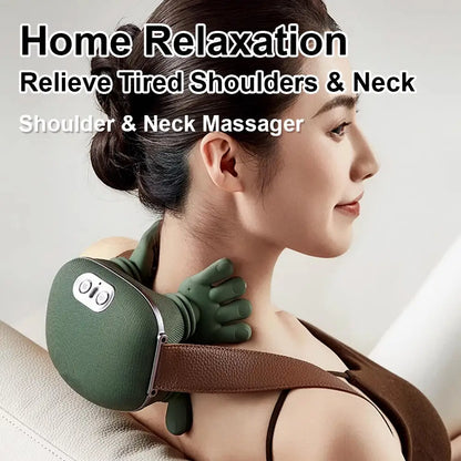 Wireless Electric Deep Tissue Neck and Shoulder Massager Cervical Spine Kneading Relax Muscles Hot Compress Back Massager Pillow