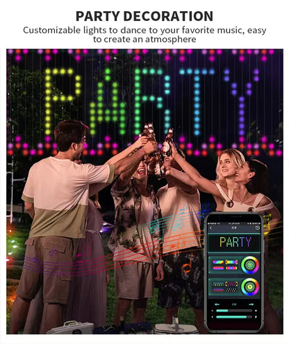 RGBIC LED Curtain String Lights with USB & APP Bluetooth Control – Remote Decorative Room Lighting