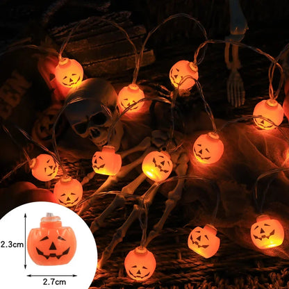 Halloween LED String Lights – Pumpkin, Skull & Eyeball Lanterns, Trick or Treat Horror Decoration 2025