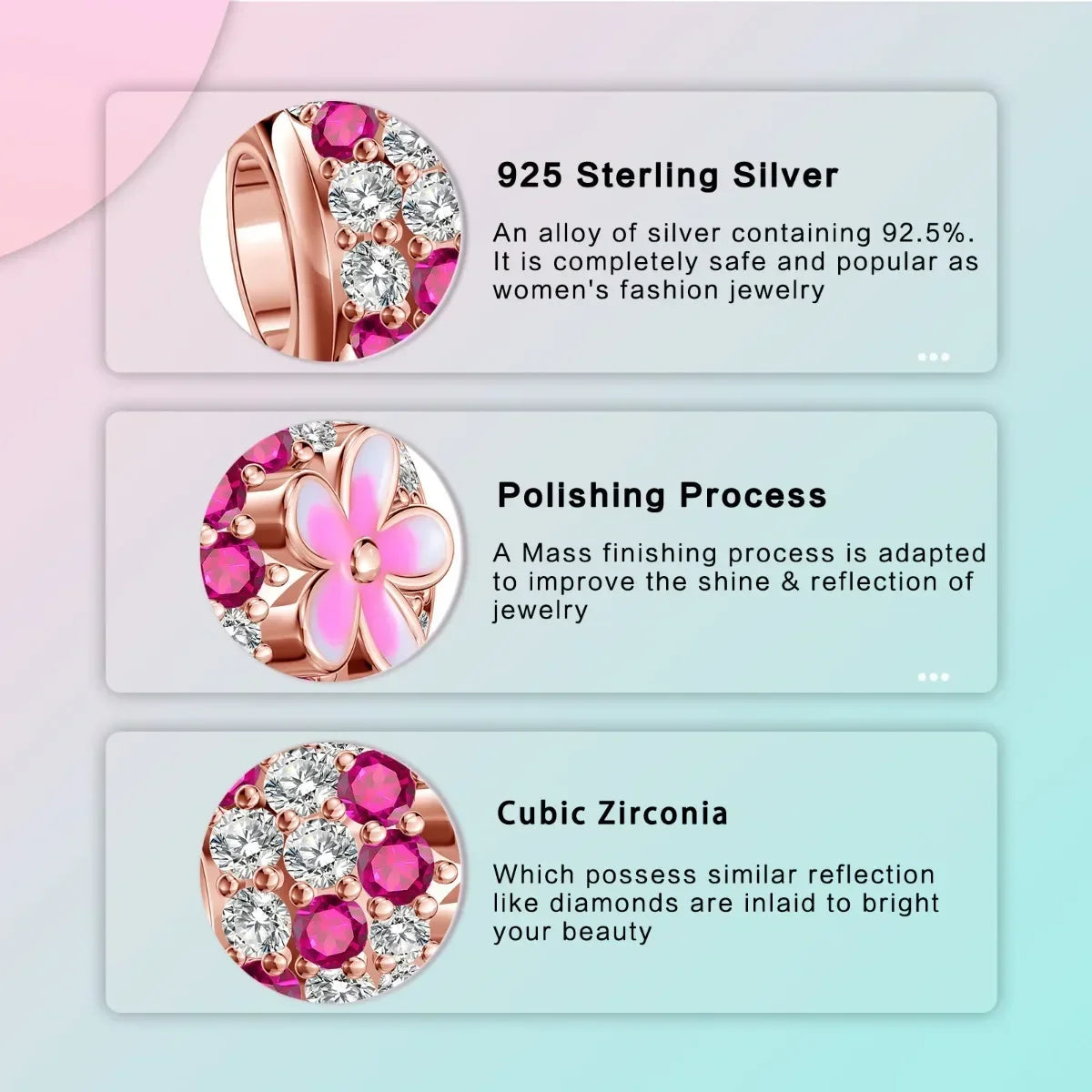 925 Sterling Silver Pink Daisy Flower Spacer Charms – Butterfly, Heart & Bird Beads for DIY Bracelet & Necklace Jewellery