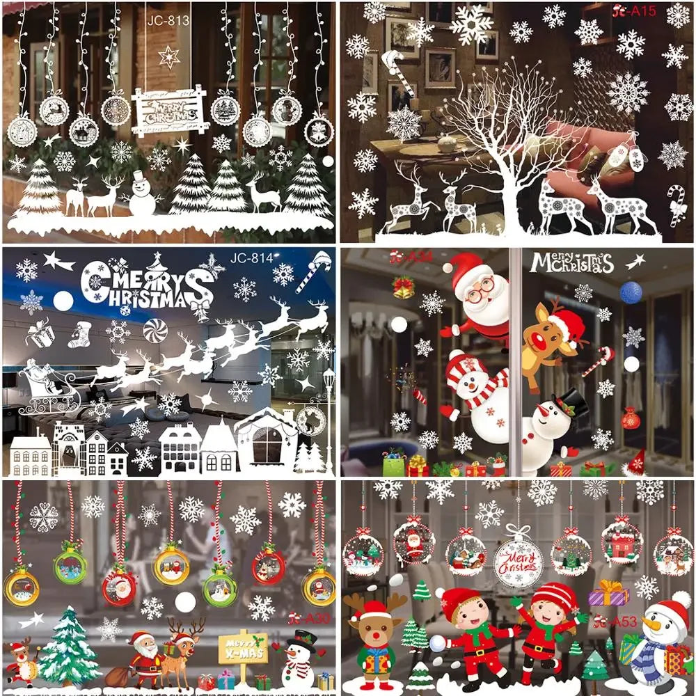 Christmas Window Stickers Christmas Wall Sticker Room Wall Decals Merry Christmas Decors For Home New Year Stickers 2025