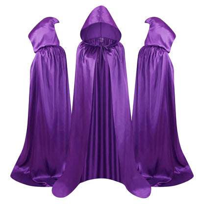 "Medieval Hooded Wizard & Vampire Cloak – Witch Cosplay Cape for Adults & Kids Carnival Party Costume"