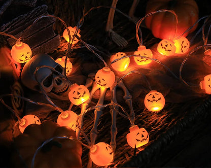 Halloween LED String Lights – Pumpkin, Skull & Eyeball Lanterns, Trick or Treat Horror Decoration 2025