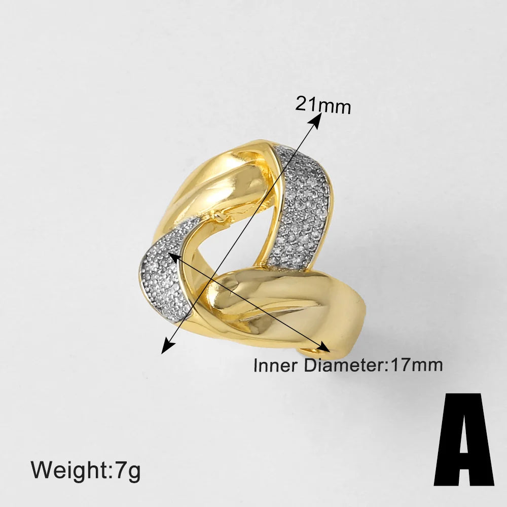 18K Gold Plated Open Rings with Sparkling Zircon – Elegant Women’s Pavé Fashion Jewellery