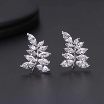Classic AAA Cubic Zirconia Stud Earrings for Women – White Gold Plated Round Crystal Fashion Jewellery