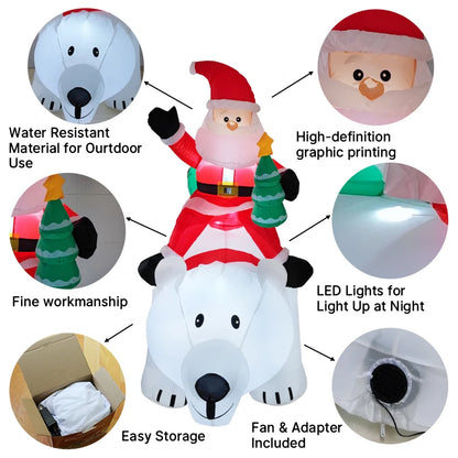 Outdoor LED Santa 245cm Xmas Decor