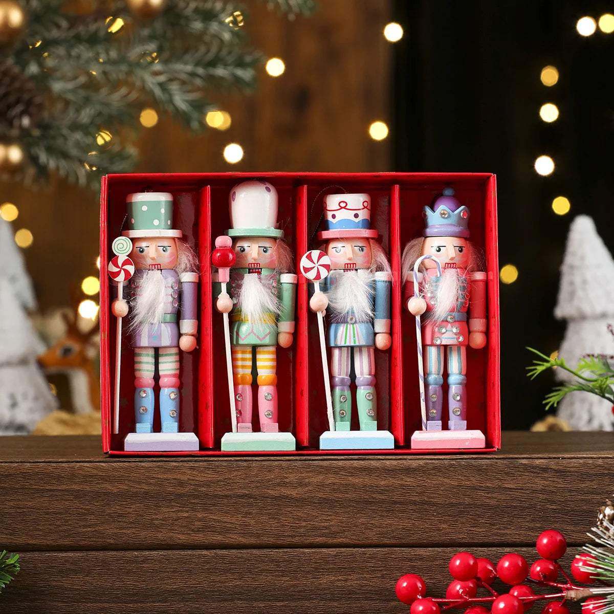 3/4/5Pcs Wooden Christmas Nutcracker Ornaments – Classic Soldier Figures for Festive Tree Hanging Decorations