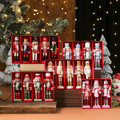 3/4/5Pcs Wooden Christmas Nutcracker Ornaments – Classic Soldier Figures for Festive Tree Hanging Decorations
