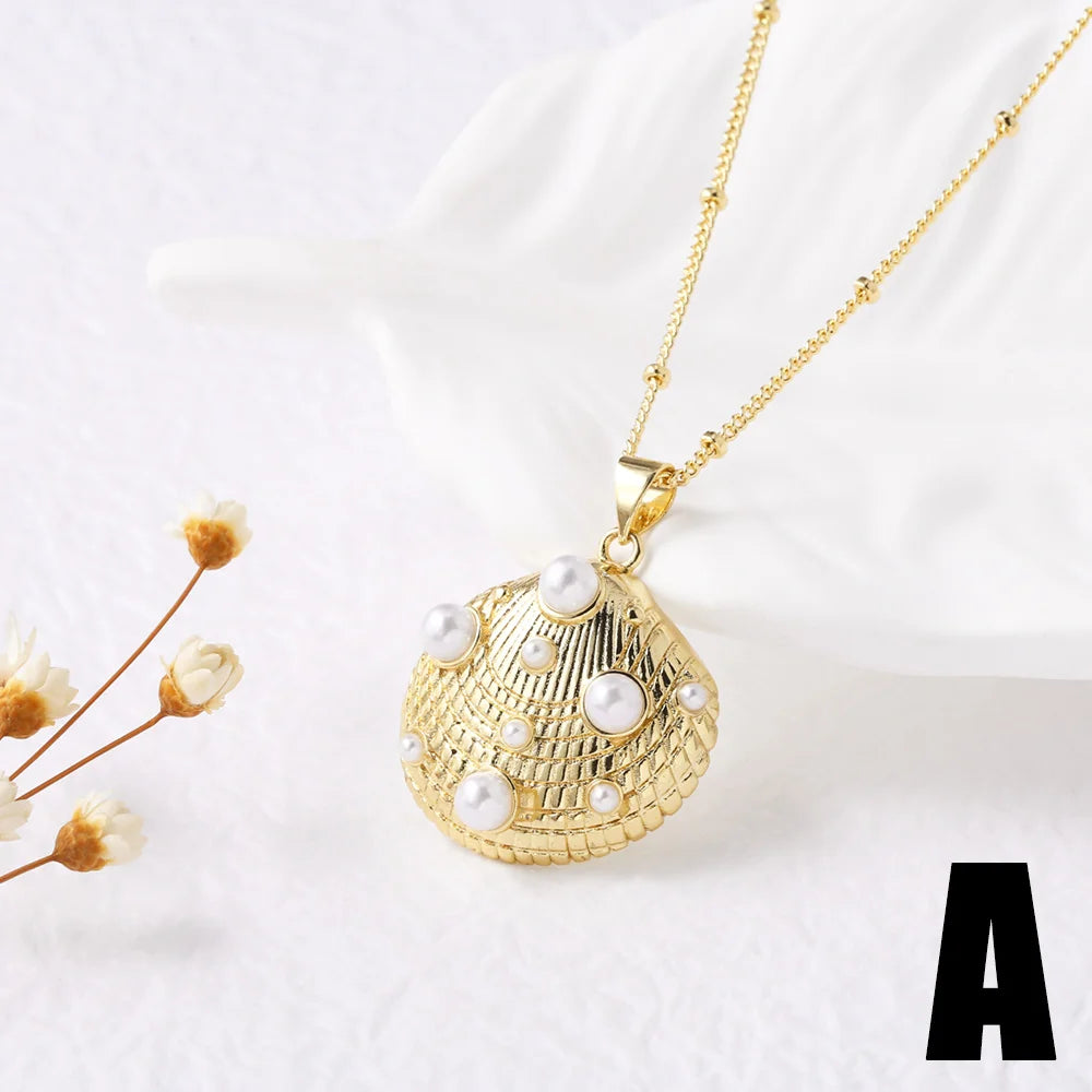 ASJEWELRY White Pearl Shell Bee & CZ Crystal Heart Necklace for Women – Elegant Zircon Jewellery Gift