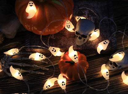 Halloween LED String Lights – Pumpkin, Skull & Eyeball Lanterns, Trick or Treat Horror Decoration 2025