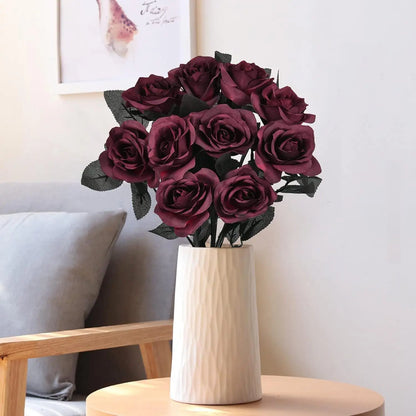 Halloween Black & Burgundy Dahlia Artificial Flowers – Creepy Chic Branch Arrangement for Home & Events