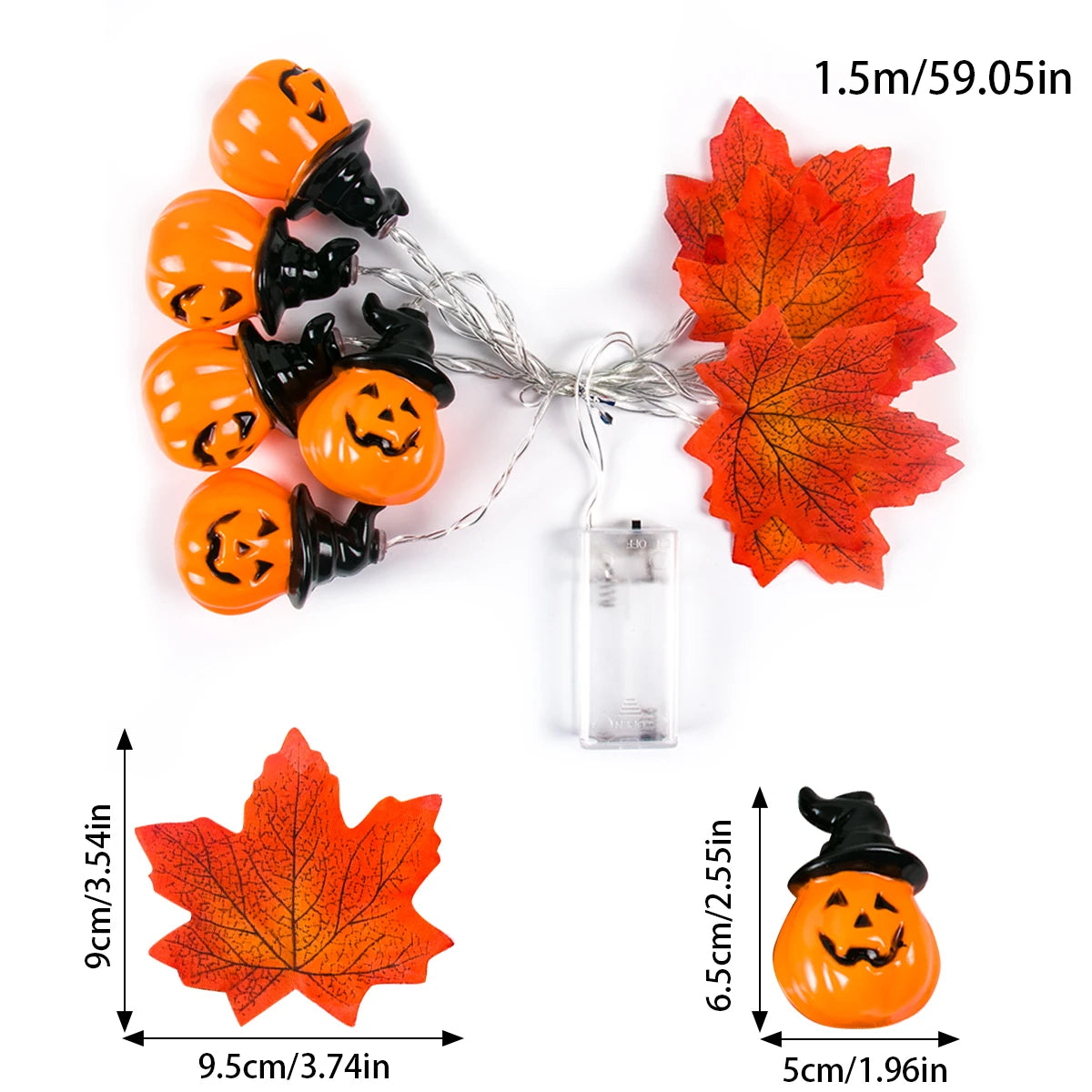 LED Pumpkin & Maple Leaf Garland – Autumn Fairy String Lights for Parties, Weddings & Seasonal Décor