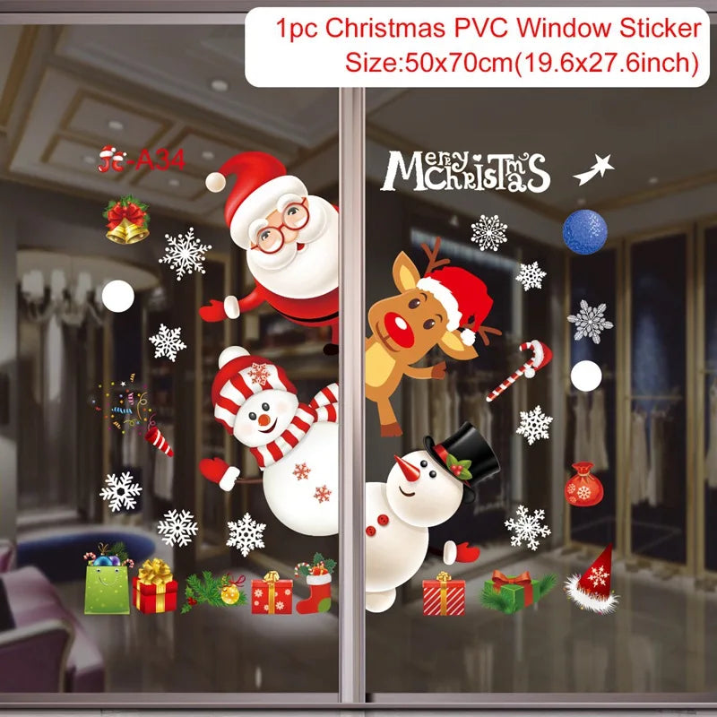 Christmas Window Stickers Christmas Wall Sticker Room Wall Decals Merry Christmas Decors For Home New Year Stickers 2025