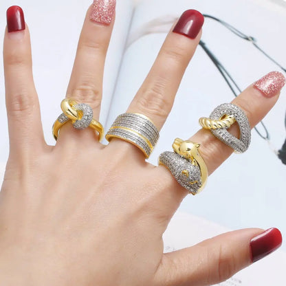 18K Gold Plated Open Rings with Sparkling Zircon – Elegant Women’s Pavé Fashion Jewellery