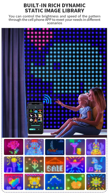 RGBIC LED Curtain String Lights with USB & APP Bluetooth Control – Remote Decorative Room Lighting