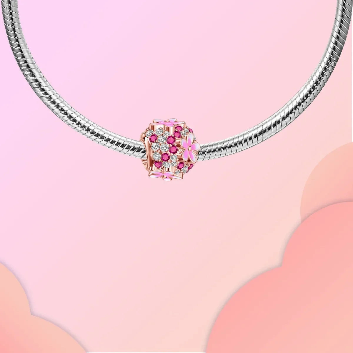 925 Sterling Silver Pink Daisy Flower Spacer Charms – Butterfly, Heart & Bird Beads for DIY Bracelet & Necklace Jewellery