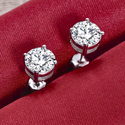 DOTEFFIL 2 Carat Moissanite Stud Earrings for Women – 925 Sterling Silver D Colour 8mm Wedding Jewellery