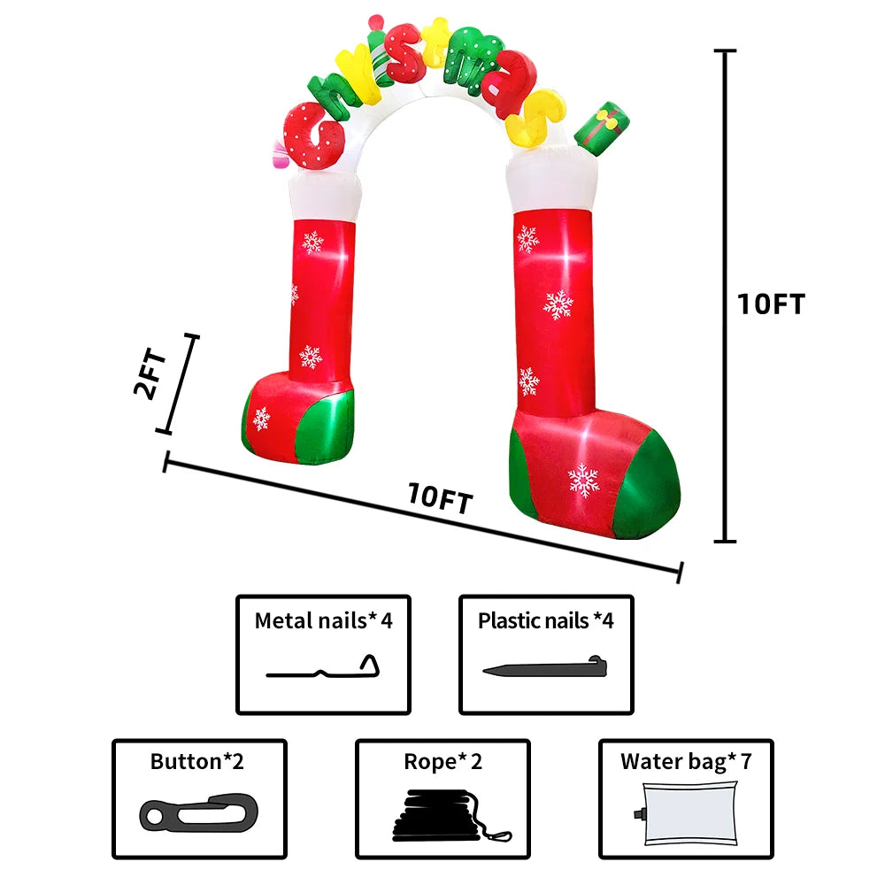 Merry Santa Sleigh Arch LED Inflatable | Christmas Outdoor & Garden Decoration