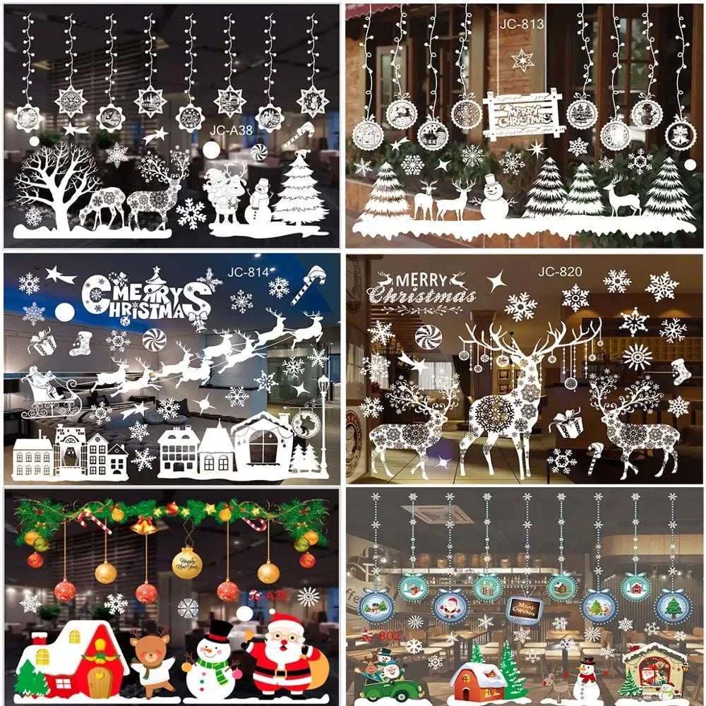Christmas Window Stickers Christmas Wall Sticker Room Wall Decals Merry Christmas Decors For Home New Year Stickers 2025