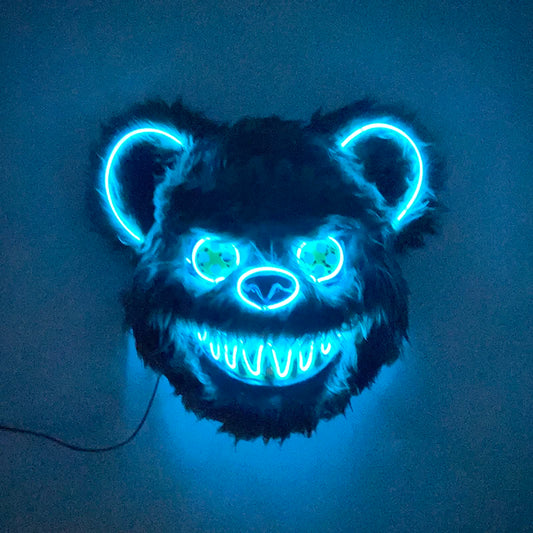 Scary Neon Light Mask – Killer Bear LED Cosplay for Halloween