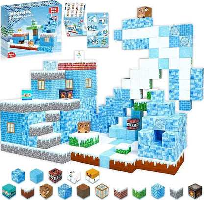 Magnetic Building Blocks Mine Magnet World Construction Set Stacking Magnet Cube STEM Sensory Toys for Boy Girl Kids Age 3+