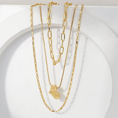 Flashbuy Gold Multilayer Chain Necklace for Women – Heart Charm Pendant Fashion Jewellery Gift