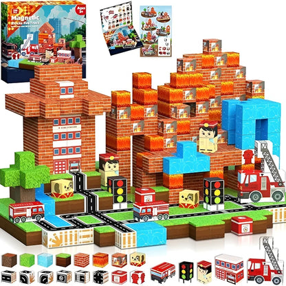 Magnetic Building Blocks Mine Magnet World Construction Set Stacking Magnet Cube STEM Sensory Toys for Boy Girl Kids Age 3+