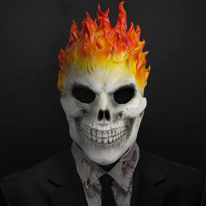Terrifying Halloween Flame Clown Mask – Realistic Latex Horror Zombie Joker with Wig | Scary Masquerade Party Prop
