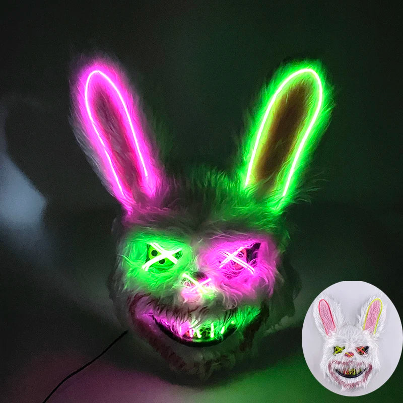 Scary Neon Light Mask – Killer Bear LED Cosplay for Halloween