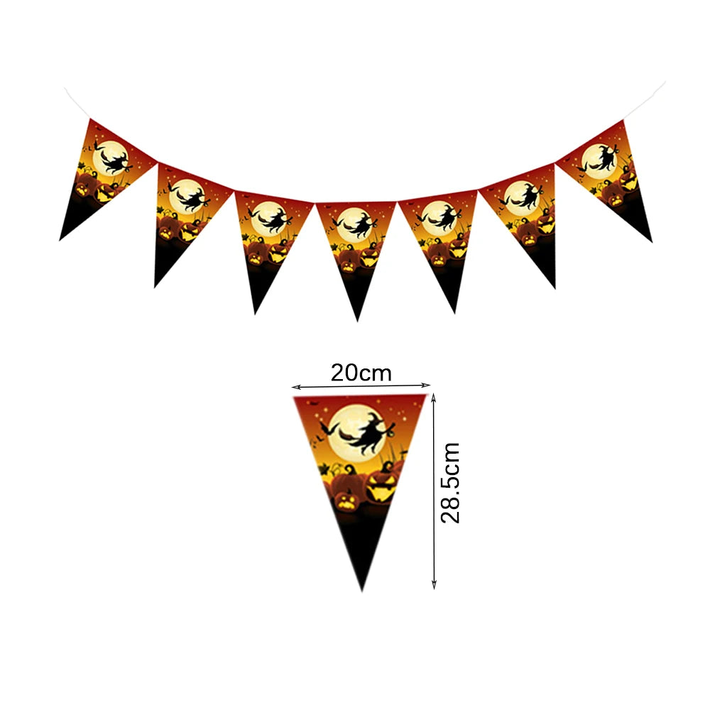 Halloween Disposable Tableware Set – Pumpkin Plates, Cups, Napkins, Tablecloth & Banner for Spooky Party Decorations