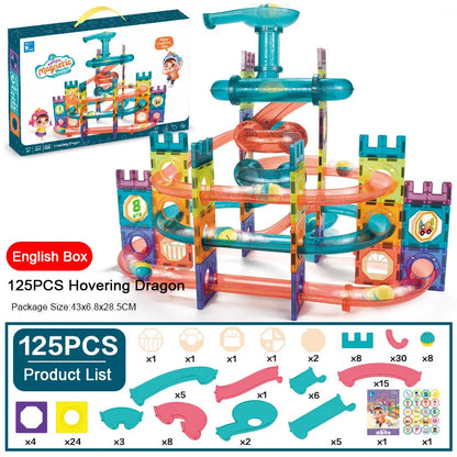 LED Magnetic Blocks Track Building Brick Bead Ball Children Toys Construction Competition Running Pipeline Building Blocks