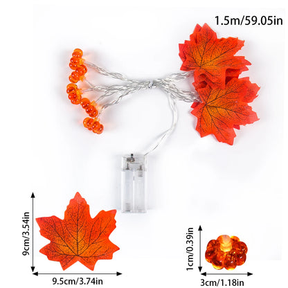 LED Pumpkin & Maple Leaf Garland – Autumn Fairy String Lights for Parties, Weddings & Seasonal Décor