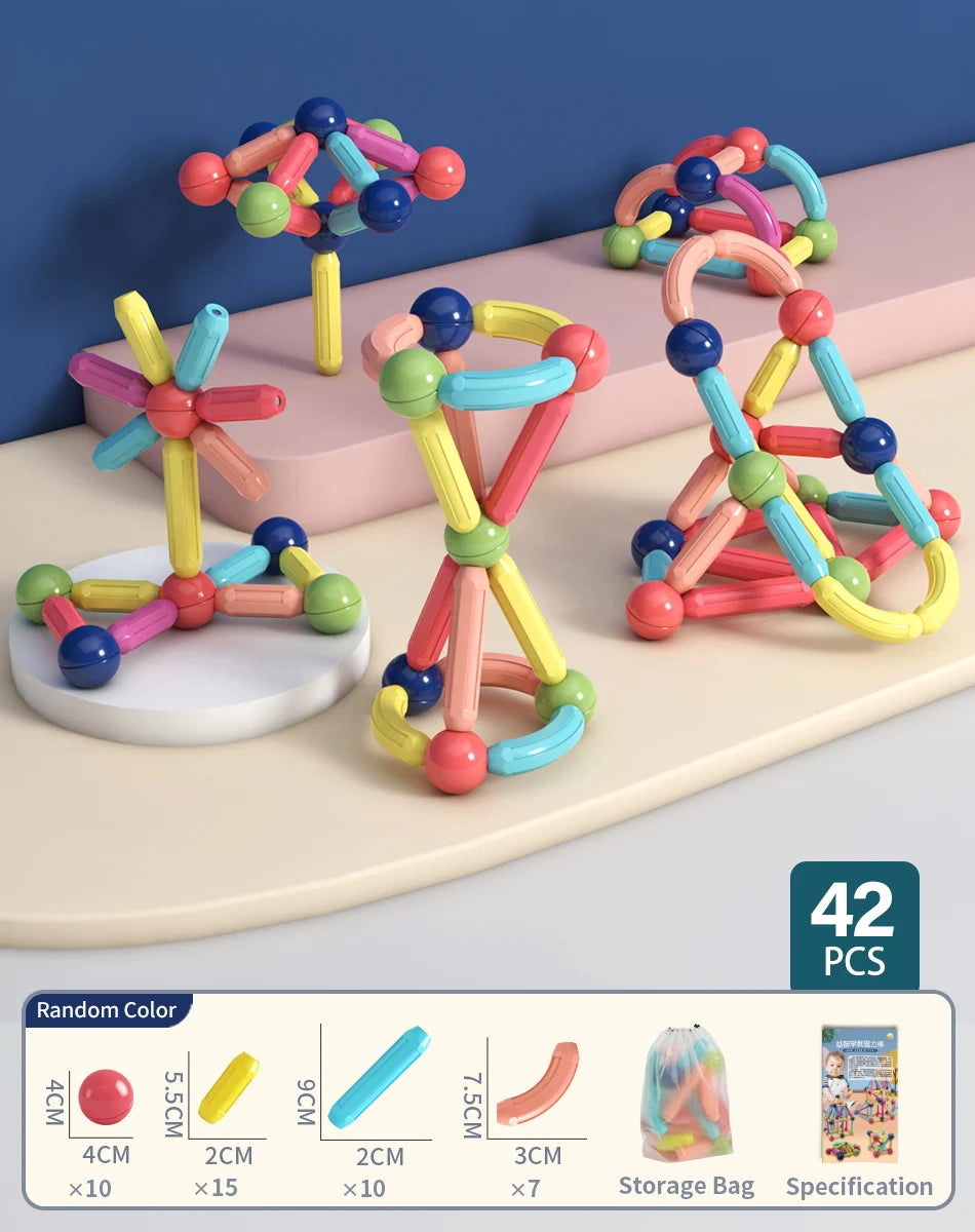 Magnetic Building Sticks Blocks – 3D STEM Construction Puzzle Toy Gift for Kids & Toddlers