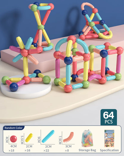 Magnetic Building Sticks Blocks – 3D STEM Construction Puzzle Toy Gift for Kids & Toddlers