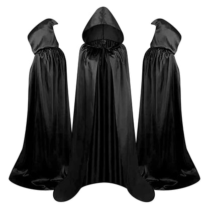 "Medieval Hooded Wizard & Vampire Cloak – Witch Cosplay Cape for Adults & Kids Carnival Party Costume"