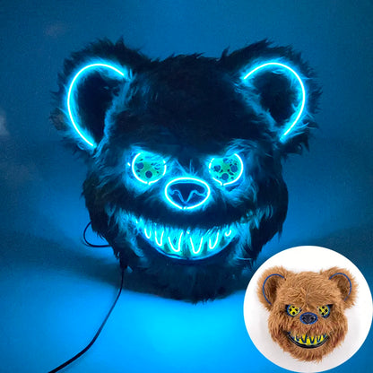 Scary Neon Light Mask – Killer Bear LED Cosplay for Halloween