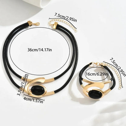 Geometric Jewelry Set for Women – Luxury Gemstone Necklace & Bracelet Set | Elegant Cross-Border Designer Style