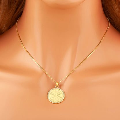 AIBEF S/L Relief Coin Pendant Necklace – Vintage Copper Medallion Design for Women & Men, Fashion Jewelry Gift