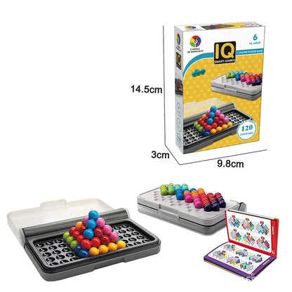 120 Challenges 3D Pyramid Puzzle – Montessori IQ Board Game with Pearl Beads for Children