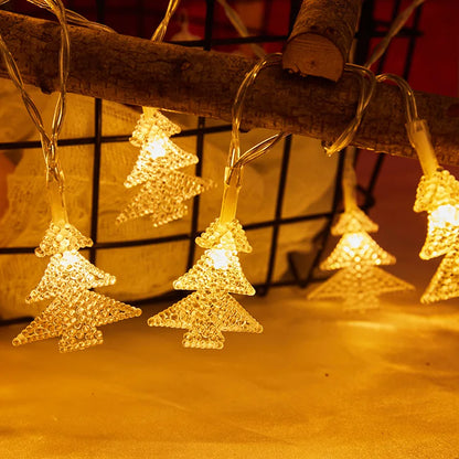 LED Christmas String Lights Star & Snowflake – Festive Clear Acrylic Fairy Lights for Home & Tree Decor
