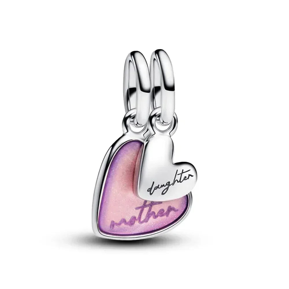 925 Sterling Silver Pink Daisy Flower Spacer Charms – Butterfly, Heart & Bird Beads for DIY Bracelet & Necklace Jewellery