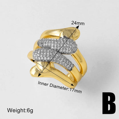 18K Gold Plated Open Rings with Sparkling Zircon – Elegant Women’s Pavé Fashion Jewellery