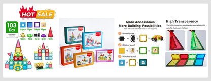 STEM Star Diamond Magnetic Tiles Montessori Construction Toy Set