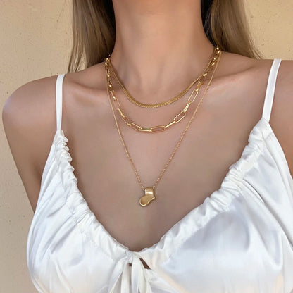 Flashbuy Gold Multilayer Chain Necklace for Women – Heart Charm Pendant Fashion Jewellery Gift