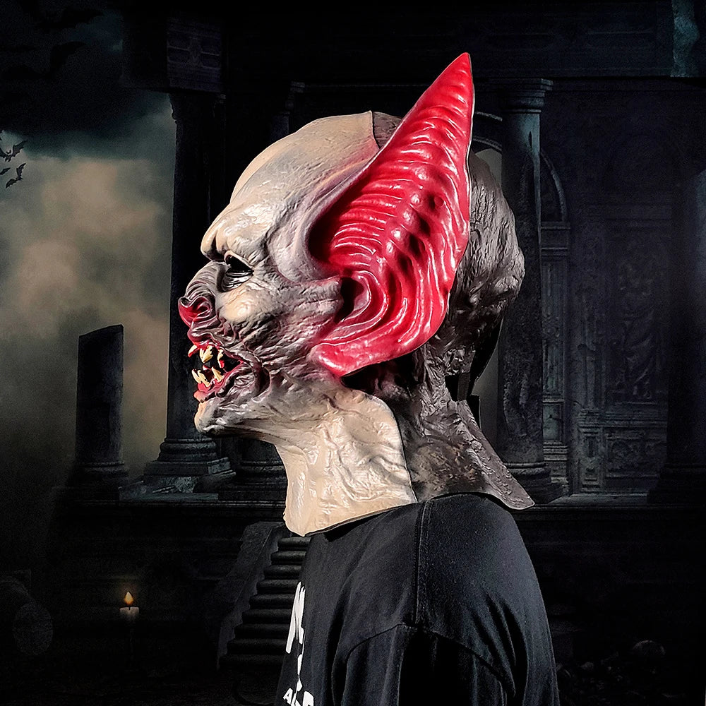 Haunted House Horror Mask with Long Ears & Teeth – Halloween Cosplay Party Prop
